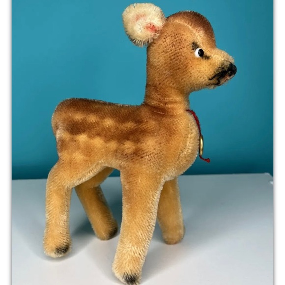 Vintage Hermann Mohair Deer Doe 9" Golden Brown Excellent Rare Collectible - Picture 3 of 8